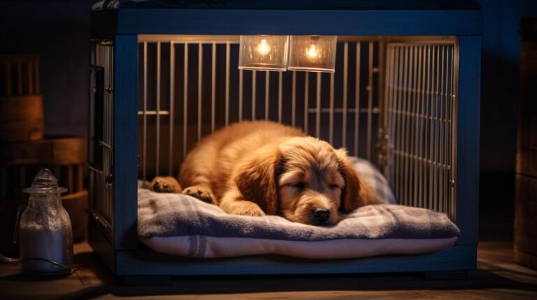 Should I leave water in puppy crate at night?